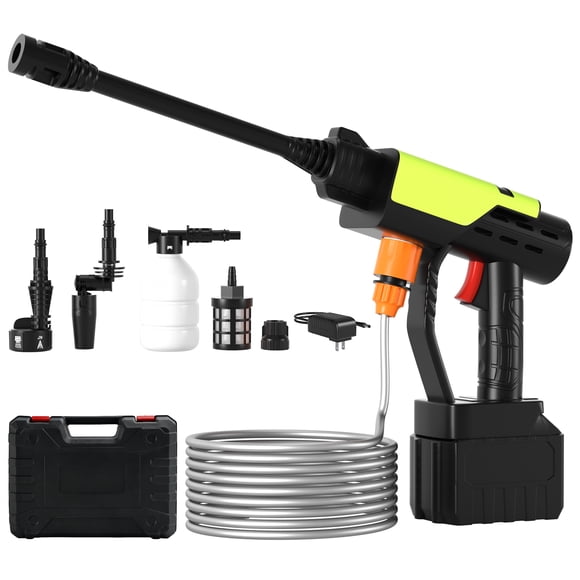 Portable Cordless Electric Pressure Washer, 30 Bar High Pressure 6-in-1 Nozzle for Car & Outdoor Cleaning