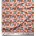 thumbnail image 1 of Soimoi Pink Heavy Canvas Fabric Tree & House Architectural Fabric Prints By Yard 58 Inch Wide, 1 of 5