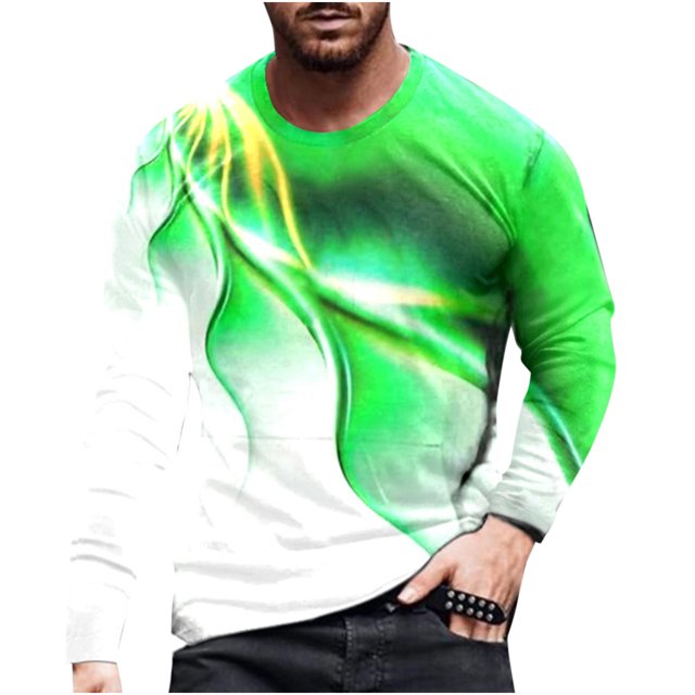 RKSTN Chemises pour Hommes Manches Courtes Manches Longues Imprimé Col Rond Chandail T-Shirt Blouse Chemises Hawaïennes pour Hommes