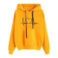 thumbnail image 1 of Rbaofujie Chandails d'Automne pour Femmes Chandail à Capuchon d'Hiver pour Femmes Chandail Molletonné à Enfiler Hauts à Manches Longues Confortable Jaune Chandails à Capuchon pour Femmes, 1 of 5