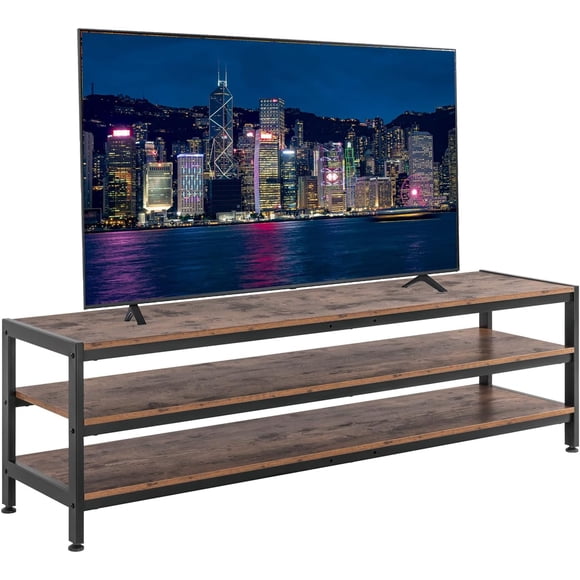Duramex (TM) 3-Tier TV Console TV Stand, 160 CM Long TV Cabinet, Console fit TV Upto 75", Coffee Table Rustic Brown 1600x400x500mm (63"x15.7"x19.7")
