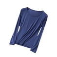 thumbnail image 1 of Besolor T-Shirts de Pyjama pour Femmes Grande Taille à Col Rond à Manches Longues Chemise de Nuit Fine Décontractée Confortable T-Shirts de Couleur Unie Vêtements de Nuit, 1 of 7