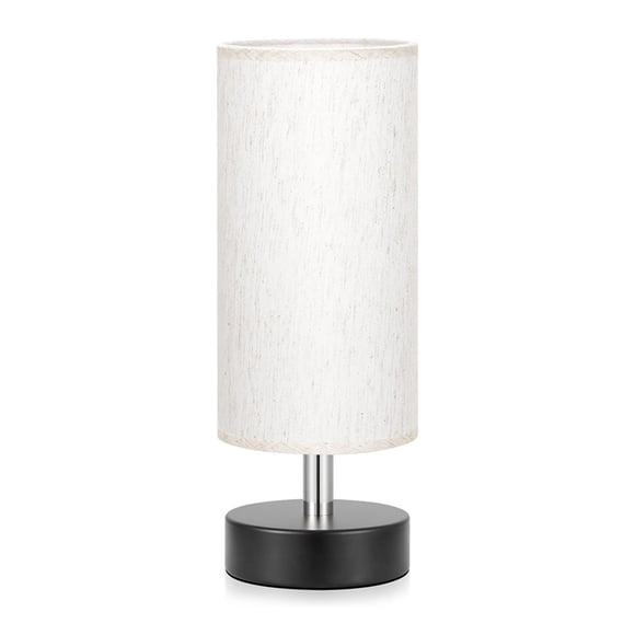 yeacher Lampe de Chevet Minimaliste avec Température de Couleur à 3 Niveaux (3000K-4500K-6500K), Commande Tactile et Filaire, Abat-Jour en Tissu Beige, Base Noire, Prise US, 7 W, Base E26