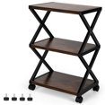 thumbnail image 1 of Gymax Mobile Printer Stand 3 Tier Storage Shelves Printer Cart w/ Pads Coffee, 1 of 10