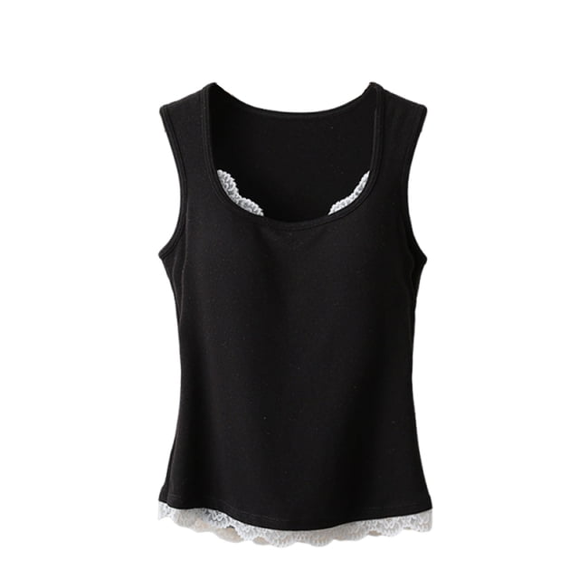 RXMEKW Camisole à Bretelles Sans Manches pour Femmes comme Haut de Pyjama en Polyester, Noir