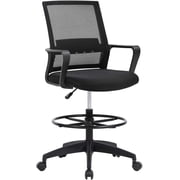 BestOffice Drafting Chair Tall Adjustable Height Standing, Lumbar Support Arms Footrest Mid Back Swivel Rolling Mesh for Adults Drafting Stool, Black