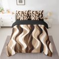 thumbnail image 2 of Erosebridal Brown Geometry Bedding Sets Queen Size, Abstract Ombre Comforter Sets with Sheets, Stripes Artwork Reversible Bed Sheets Set, Ultra Soft Room Decor, 7-Piece, 2 of 6