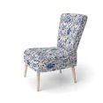 thumbnail image 3 of Designart "Flourishing Renaissance In Cobalt Blue" Blue Floral Upholstered Accent Chair - Cottage Arm Chair For Living Room, 3 of 7