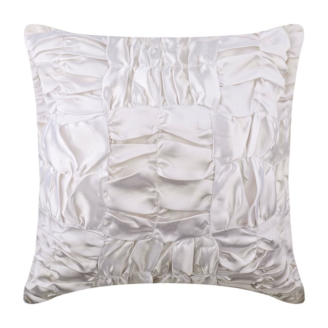 Pillow Case Custom, White Shams, Ruched White Solid Color Pillow Shams, 24x24 inch (60x60 cm) Pillow Sham, Square Satin Shams, Modern Pillow Shams, Patchwork Pillow - Dreamy White