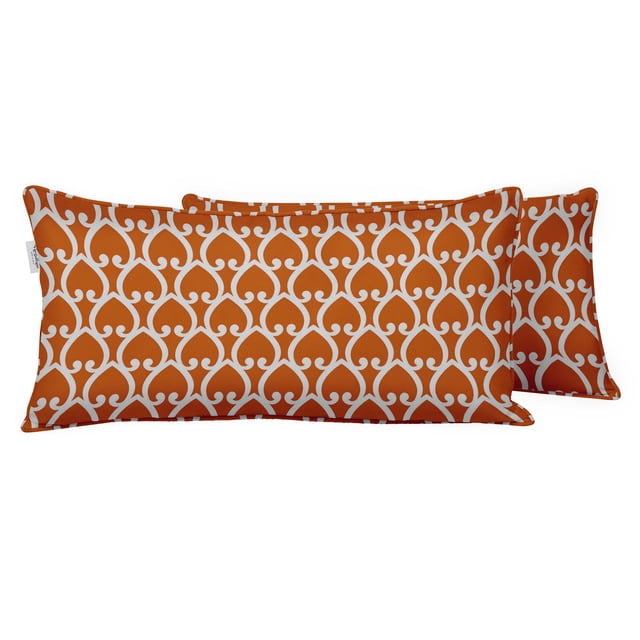 VargottamIndoor/OutdoorPolyester FabricLumbarPillowCover,All-Weather Waterproof Rectangular Cushion Case for Patio Furniture,12" x 24"Set of 2 -Heart-86