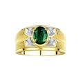 thumbnail image 1 of RYLOS Men's Rings 14K Yellow Gold Rings Classic Designer Style 8X6MM Oval Gemstone &  Diamond Ring Green Sapphire September Birthstone Rings For Men Size 8, 1 of 7