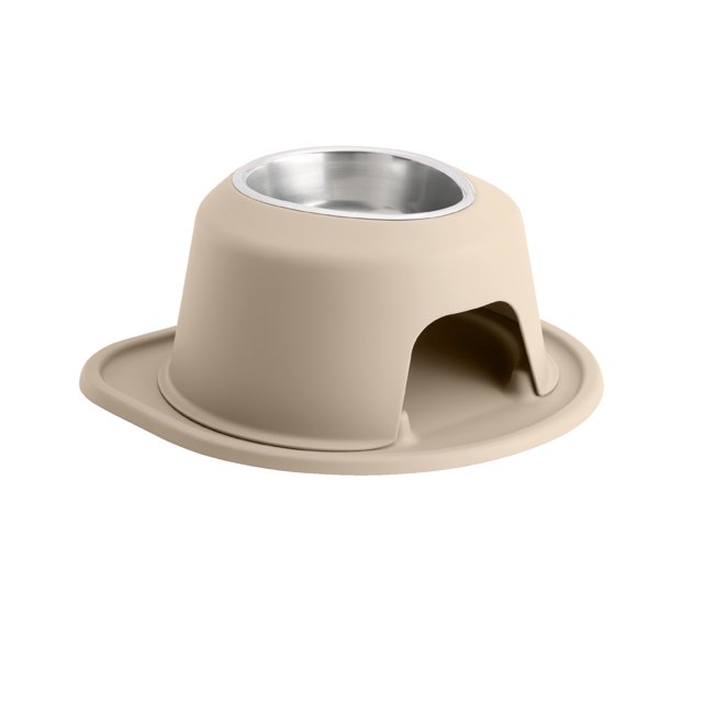 WeatherTech Single High Pet Feeding System 6" High Stand - Stainless Steel - Tan