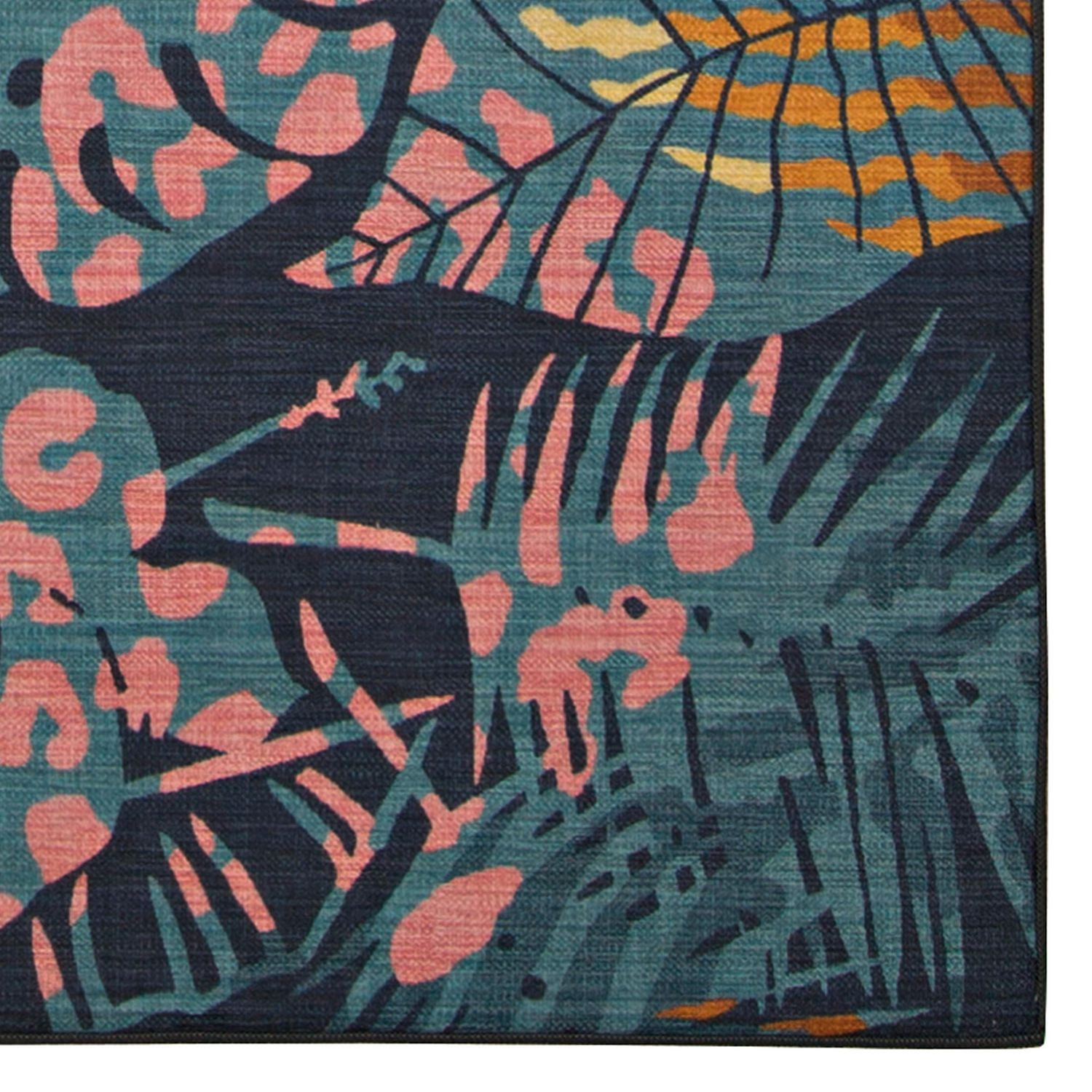 Tapis d'extérieur lavable Miramar marine & or 5 pi x7 pi