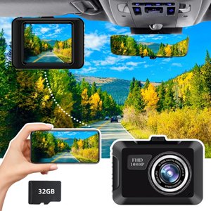 Leutsin Cam pour les voitures,Mini Caméra de tableau de bord avec 32GB TF Carte, enregistrement de boucle, Cam 1080P Caméra de voiture2.0 1 cm Mini Écran de voiture Dash Camera,Dashboard Camera Night Vision Inclure 32GB Carte