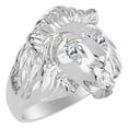 thumbnail image 3 of RYLOS Lion Head Ring with Gemstone Eyes & Diamond Mouth – Fun Designer Rings in Sterling Silver Blue Topaz  Jewelry Size 6, 3 of 7