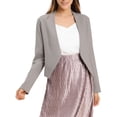 thumbnail image 1 of INSPIRE CHIC Blazer de Travail de Bureau pour Femme Sans Col Veste de Complet d'Affaires Décontractée Blazer Court TP Gris, 1 of 8