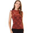 thumbnail image 1 of INSPIRE CHIC Women's Sleeveless Lace Ruffled Semi Sheer Blouse Top, 1 of 6