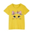 thumbnail image 2 of Rbaofujie T-Shirts Graphiques Mignons de Chat pour Fille, Imprimé, Manches Courtes, Hauts d'Été, 2 of 4