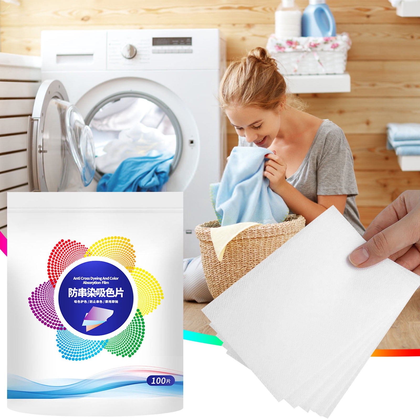 EGNMCR Household Cleaners Laundry Color Absorbent Tablets Color Guard For Mixed Laundry Bleed Laundry Sheets Laundry color absorbent tablets
