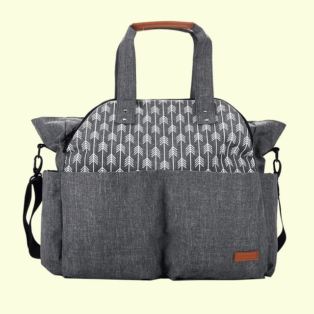 CTIRCHIU Diaper Tote Bag in Grey for Traveling with Elegant Style 1Pcs