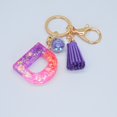 thumbnail image 2 of Hangs Pendant 2 Resin Glittering Letter Keychain with Color Stitching Flowing Design Purple Drop Glue English Character Key Chain, 2 of 5