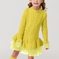 thumbnail image 2 of Splozh Robes pour Bébé Fille Printemps et Automne Filles Hiver Robe de Fête à Manches Longues Robe en Maille à Motif Jaune, 3-4 Ans, 2 of 6
