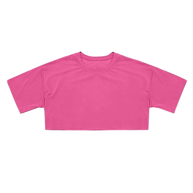 Crop Tops For Girls Short Sleeve Shirt Girls Summer Tops Neck Slim Fit Tops Basic Tee
