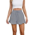 thumbnail image 4 of AherBiu Shorts for Women Trendy Elastic Waist Drawstring Ruffle Wide Leg Summer Casual Solid Color Loose Comfy Shorts, 4 of 5