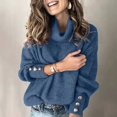 thumbnail image 2 of 2025 Femmes Ample à Boutons Manche Manteau en Tricot Torsadé Hauts Tricotés Chandail Col Roulé Manteaux Tendance Chandail Long, 2 of 7
