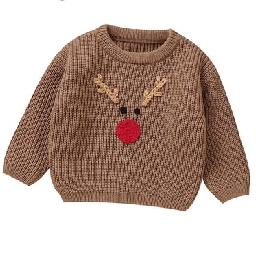 zbxnLI Infant Baby Boys Girls Christmas Sweater Crew Neck Long Sleeve Knit Pullover Ugly Tops for Kids