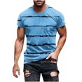 thumbnail image 2 of Qertyioot Chemises Hawaïennes pour Hommes en Solde, Col Rond Rayé Imprimé Pull Entraînement Physique Manches Courtes, 2 of 5