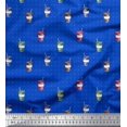 thumbnail image 1 of Soimoi Blue Poly Georgette Fabric Coffee Glass & Dots Print Fabric by the Yard 52 Inch Wide, 1 of 3