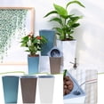 thumbnail image 1 of Vaidha Plastic High End Multi Color Water Storage Lazy Flower Pot Brick Pattern Imitation Metal Plastic Flower, 1 of 2