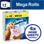 Charmin Toilet Paper Ultra Soft, 12 Mega Rolls (48 Regular Rolls Equivalent), 2-ply Bathroom Tissue