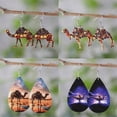 thumbnail image 3 of Retro Lamp Water Drop Pendant Wooden Double Earrings, 3 of 3