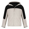 thumbnail image 4 of Pisexur Vestes pour Hommes Manteaux Confortables pour Hommes Unisexe à Capuche Manches Longues Patchwork Fermeture Éclair Coquille Rigide Molleton Randonnée Vêtement d'Extérieur Manteau Beige,G, 4 of 7