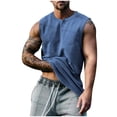 thumbnail image 2 of JDQJBZ Men's Tank Undershirts Summer Knit Muscle Sleeveless Tops Button Crew Neck, 2 of 4