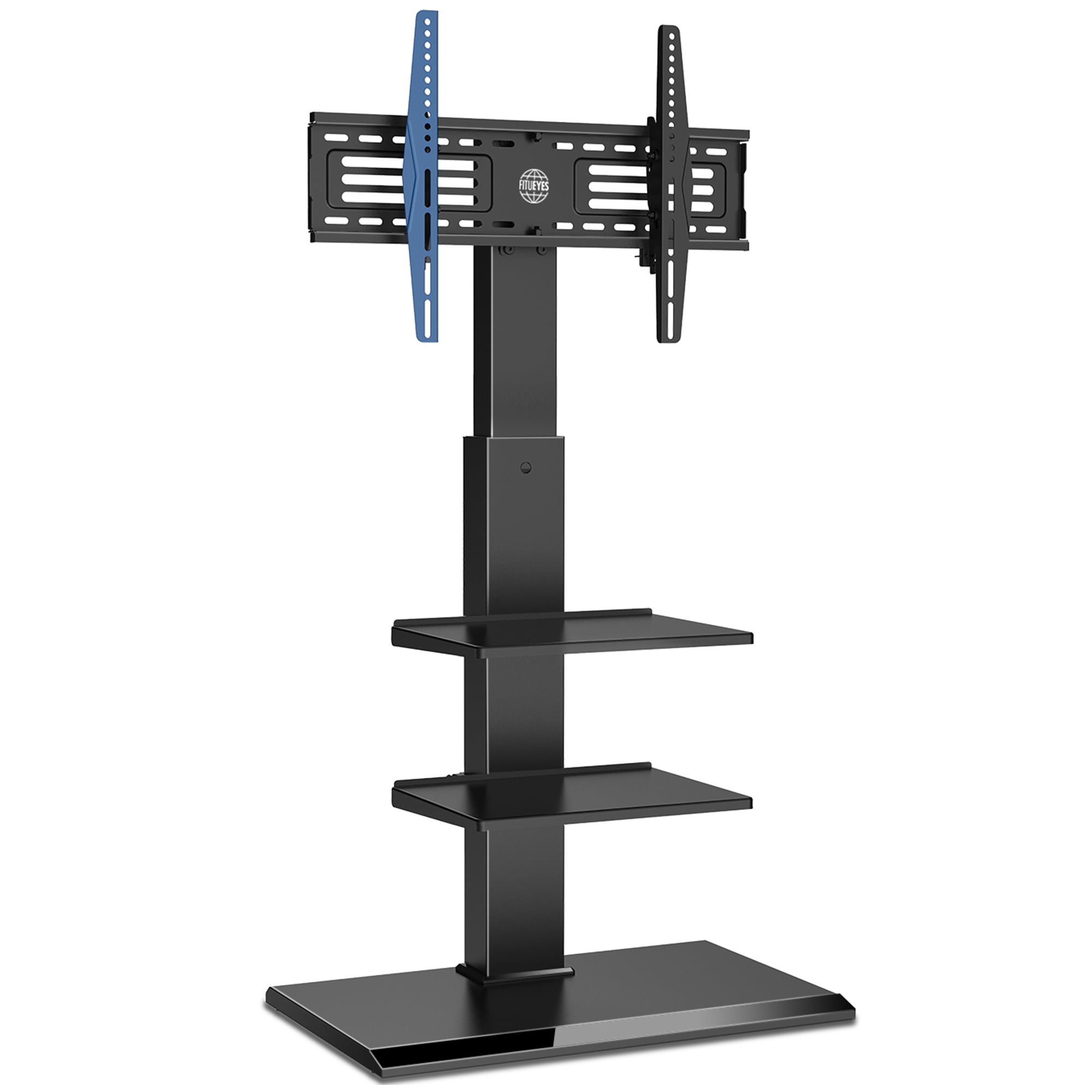 FITUEYES Metal Base Floor TV Stand with Shelves for 32 to 65 TVs with Swivel and Height Adjustable Max VESA 600x400 mm