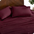 thumbnail image 4 of Bare Home Bamboo Sheet Set - Made from Rayon Fibers - Deep Pockets - 4 Piece - King, Burgundy, 4 of 7
