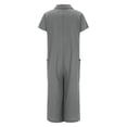 thumbnail image 4 of Womens Solid Color Casual Short Sleeved Medium Length Cotton Linen Shirt Jumpsuit, 4 of 5