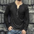 thumbnail image 3 of Pompotops Man V Neck Long Sleeve Shirts Button On Slim for Shirt Leisure Solid Color Top on Sale, 3 of 6