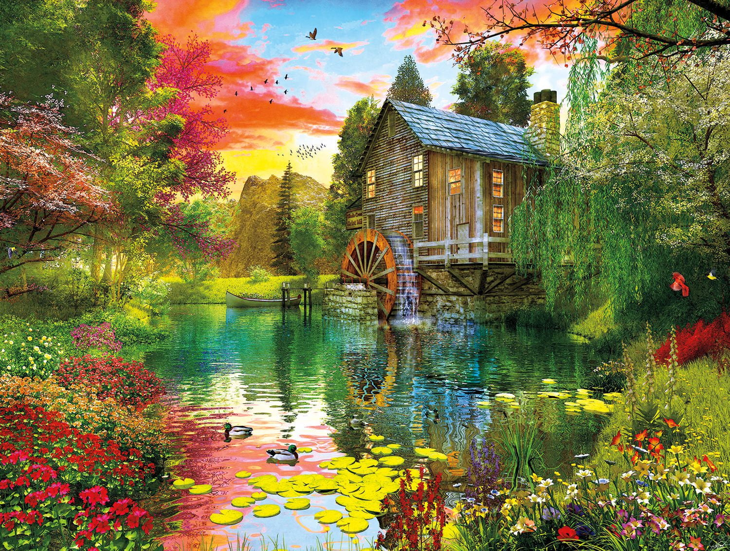 Casse-tête 750 Piece - Reflections - Sunset at The Mill - Jigsaw de Buffalo Games