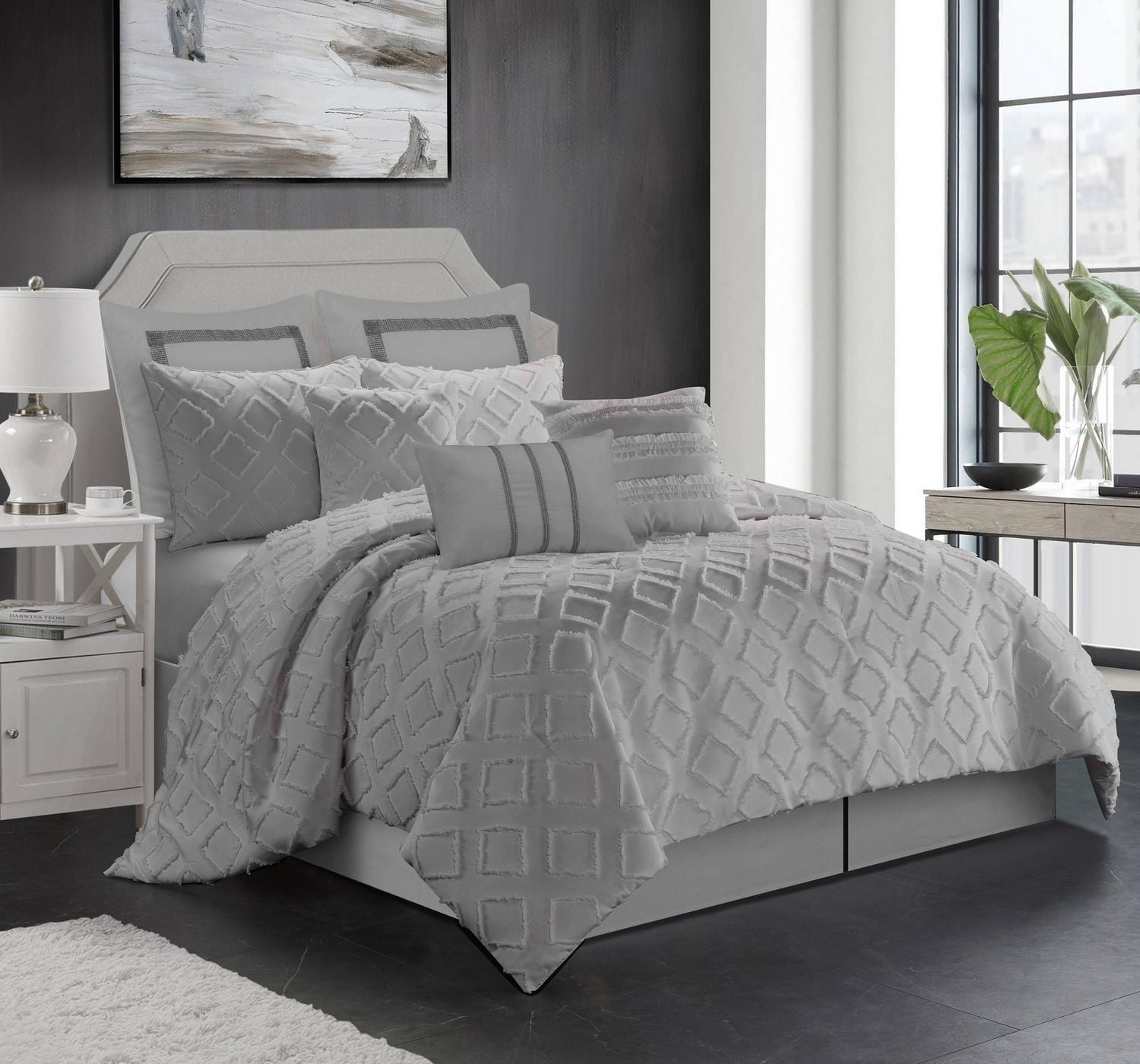 Safdie & Co. Comforter Set 7PC K Marysa Grey