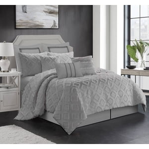 Safdie & Co. Comforter Set 7PC K Marysa Grey