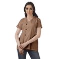 thumbnail image 2 of Moomaya Chemise Tunique Style Enveloppant pour Femmes en Coton Décontracté Col Classique Boutonné, 2 of 6