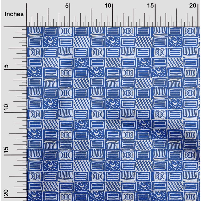 oneOone Viscose Jersey Blue Fabric Geometric African Sewing Material Print Fabric By The Yard 60 Inch Wide