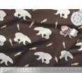 thumbnail image 2 of Soimoi Brown polyester Crepe Fabric Falling Star & Polar Bear Animal Print Sewing Fabric Yard 52 Inch Wide, 2 of 5