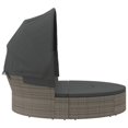 thumbnail image 2 of vidaXL Outdoor Lounge Bed with Canopy and Cushions Grey Poly Rattan, 2 of 5