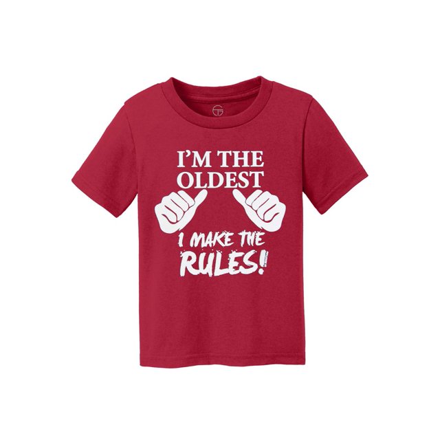 Je Suis le Plus Âgé, Je Fais les Règles T-Shirt en Coton pour Enfants - Rouge - Très Grand