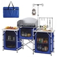 thumbnail image 1 of Outsunny Folding Camping Kitchen with Windshield Fabric Cupboards Blue, 1 of 10
